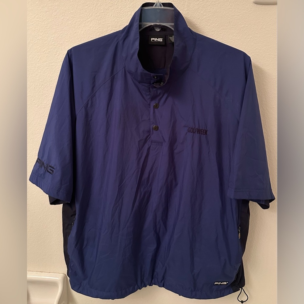Ping Collection Mens Short Sleeve Golf Windbreaker Jacket Blue Size X-Large